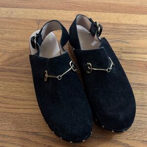 Sam Edelman Black Mules with Gold Accents